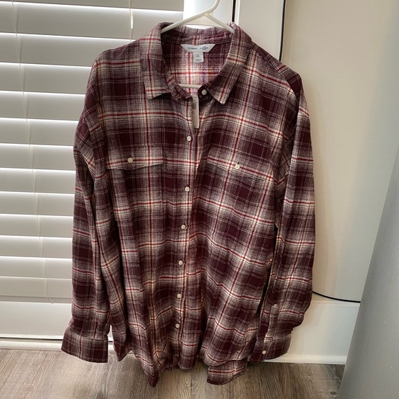 NWT Old Navy The Boyfriend Shirt LS Button Down Plaid Shirt Women’s XL Tall XLT - Picture 7 of 8